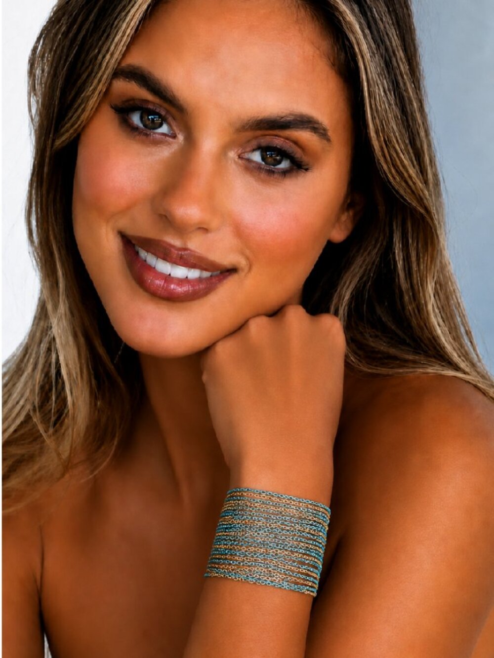 Gold & Blue Chain Magnetic Clasp Bracelet